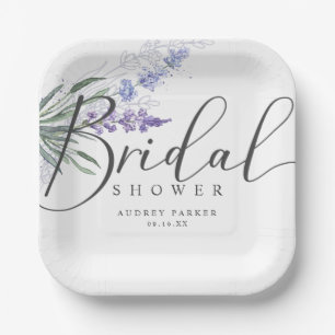 Elegante rustikale Lavendel-Brautparty Pappteller