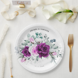 Elegante rustikale Lila Blush Geometrische Hochzei Pappteller