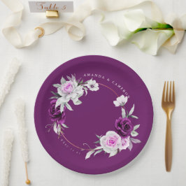 Elegante rustikale Lila Blush Geometrische Hochzei Pappteller