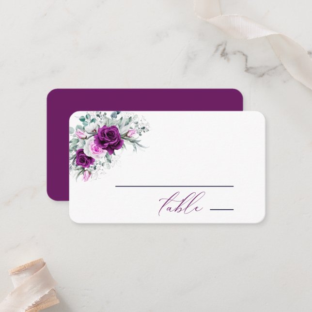 Elegante rustikale Lila Blush Geometrische Hochzei Platzkarte (Vorderseite/Rückseite Beispiel)