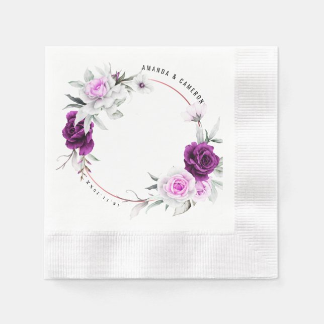 Elegante rustikale Lila Blush Geometrische Hochzei Serviette (Vorderseite)