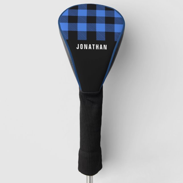 Elegante Rustikale Maskuline Schwarzes Buffalo Kar Golf Headcover (Vorderseite)