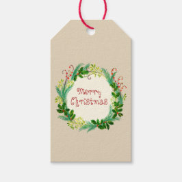 Elegante rustikale moderne grüne Taupe Frohe Weihn Geschenkanhänger