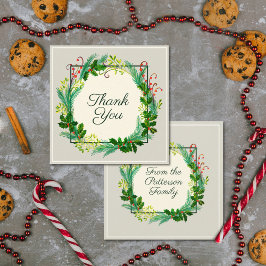 Elegante rustikale moderne grüne Taupe Vielen Dank Dankeskarte