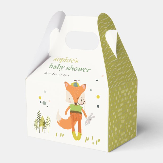 Elegante rustikale Niedliche Woodland Fun Fox Kind Geschenkschachtel (Rückseite)