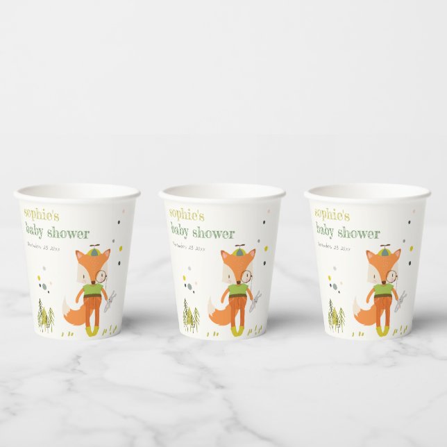 Elegante rustikale Niedliche Woodland Fun Fox Kind Pappbecher (Multi)