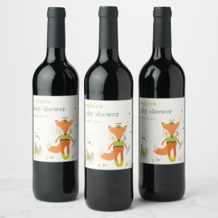 Elegante rustikale Niedliche Woodland Fun Fox Kind Weinetikett