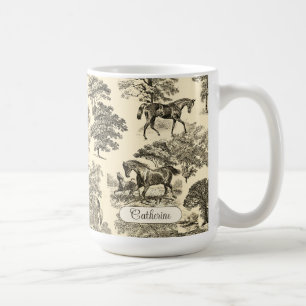 Elegante Rustikale Pferde Bäume Beige Tan Kaffeetasse