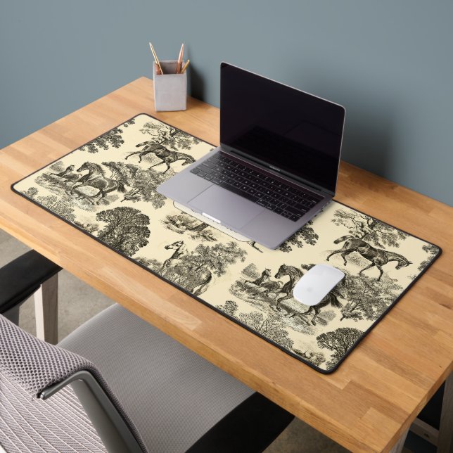 Elegante Rustikale Pferde Bäume Beige Tan Schreibtischunterlage (Büro 2)