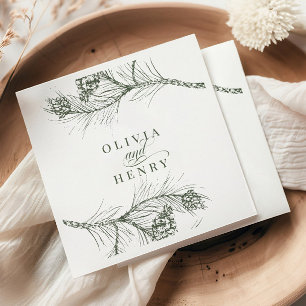 Elegante Rustikale Pine Branch Woodland Hochzeit Serviette