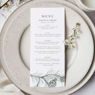 Elegante Rustikale Pine Woodland Hochzeit Menükarte