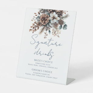 Elegante rustikale Pinecones Bläserngetränke Sockelschild