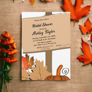 Elegante rustikale Pumpkin Blätter Fall Brautparty Einladung