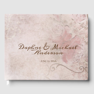 Elegante rustikale rosa Hochzeit Moderne, einfache Gästebuch