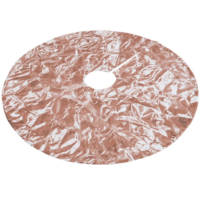 Elegante rustikale Rose Gold Shimmer Muster Weihna Fleece Weihnachtsbaumdecke (Schrägansicht)