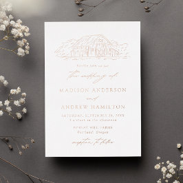 Elegante Rustikale Rose Hochzeit Gold Folieneinladung