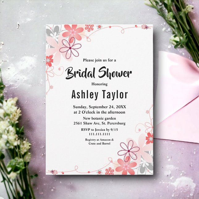 Elegante rustikale Rose Sommerblumengeschmack Brau Einladung (Von Creator hochgeladen)