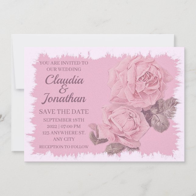 Elegante rustikale Rosengarten Hochzeit mit Blumen Save The Date (Vorderseite)