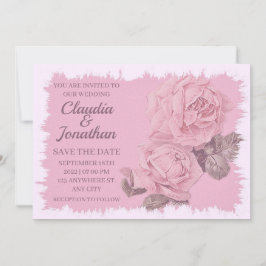 Elegante rustikale Rosengarten Hochzeit mit Blumen Save The Date