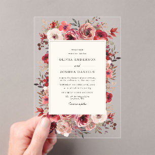 Elegante Rustikale Rote Hochzeit im Herbst Acryleinladungen