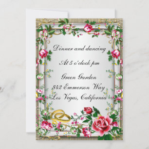 Elegante Rustikale Rote Rosen Empfang Card Einladung