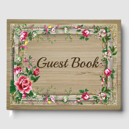 Elegante rustikale Rote Rosen Hochzeitsbuch Gästebuch