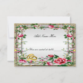 Elegante rustikale Rote Rosen TafelPlatzkarte Einladung