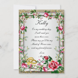 Elegante Rustikale Rote Rosen Trauzeugin Card Einladung