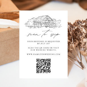 Elegante rustikale Scheunenhochzeit QR-Code-Websit Begleitkarte