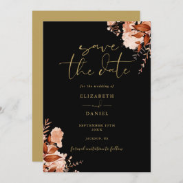 Elegante Rustikale Schwarz-Gold-Hochzeit Save The Date