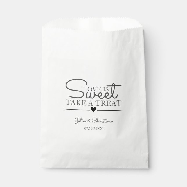 Elegante rustikale Script-Liebe ist Sweet Wedding Geschenktütchen (Vorderseite)
