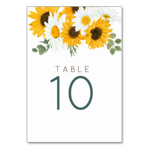 Elegante rustikale Sonnenblumen Florals Botanisch Tischnummer
