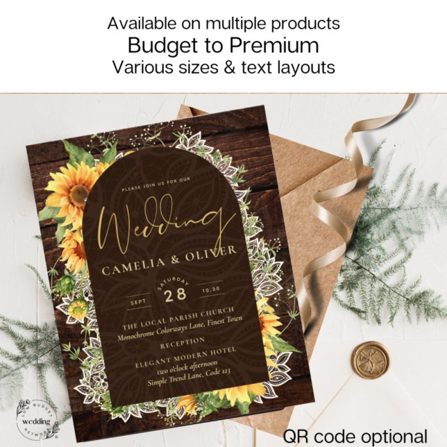 Elegante rustikale Sonnenblumen und Hochzeitsempfa Flyer (Von Creator hochgeladen)