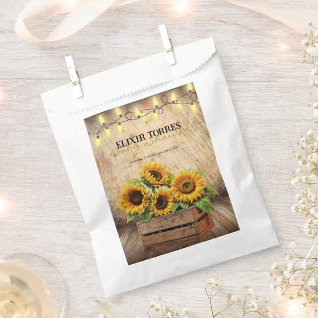 Elegante rustikale Sonnenblumenkiste Moderne Babyd Geschenktütchen (Ausgeschnitten)