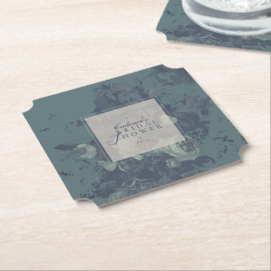 Elegante rustikale Teal-Blumen-Brautparty Untersetzer