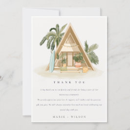 Elegante rustikale Tropical Palm Beach Shack Hochz Dankeskarte