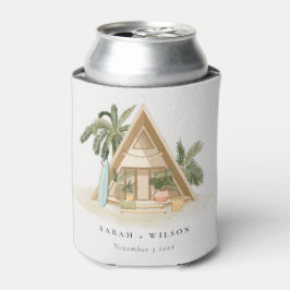 Elegante rustikale Tropical Palm Beach Shack Hochz Dosenkühler