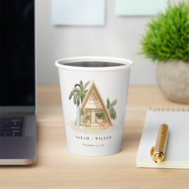 Elegante rustikale Tropical Palm Beach Shack Hochz Pappbecher