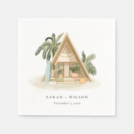 Elegante rustikale Tropical Palm Beach Shack Hochz Serviette