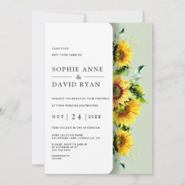 Elegante rustikale Wasserfarben Sonnenblumen Hochz Einladung