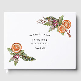 Elegante rustikale Weihnachtsfeier Botanische Hoch Gästebuch