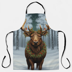 Elegante rustikale Weihnachtslandschaft mit Elch i Schürze