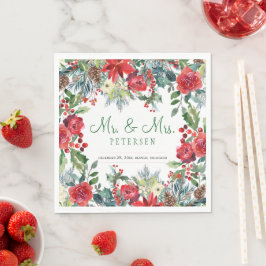 Elegante rustikale Weihnachtszeit mit Blumen Serviette