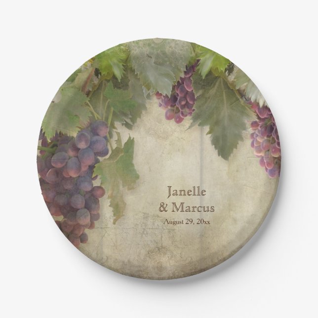 Elegante Rustikale Weinkellerei Herbst Party Dekor Pappteller (Vorderseite)