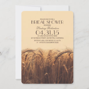 elegante rustikale Weizenbraun-Dusche Einladung