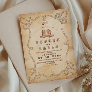 Elegante rustikale westliche Hochzeit Einladung