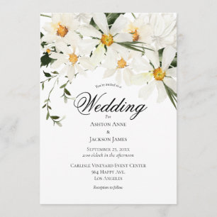Elegante rustikale White Daisies Moderne Hochzeit Einladung