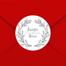 Elegante rustikale Wildblume Folk Wedding Runder Aufkleber