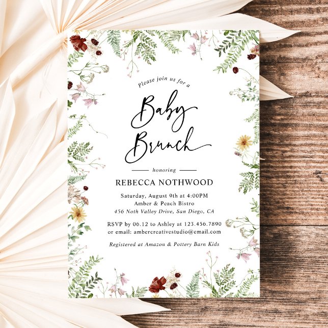Elegante rustikale Wildblumen Baby Brunch Einladun Einladung (Von Creator hochgeladen)