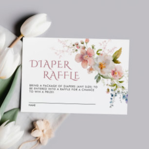 Elegante Rustikale Wildblumen Baby Diaper Raffle C Begleitkarte